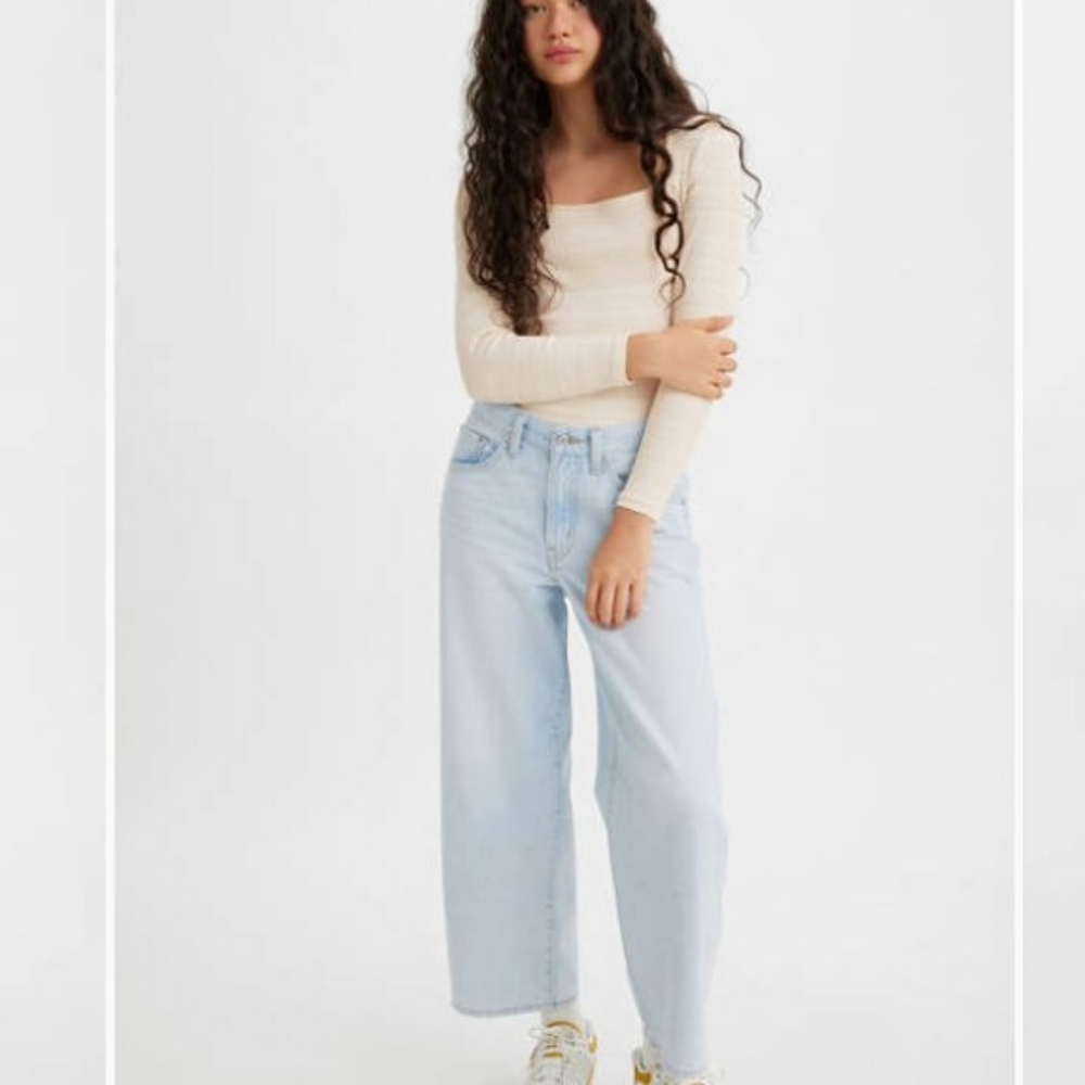 Levi's Baggy Straight Leg Light Wash Drawstring Jeans 27 - Picture 14 of 15